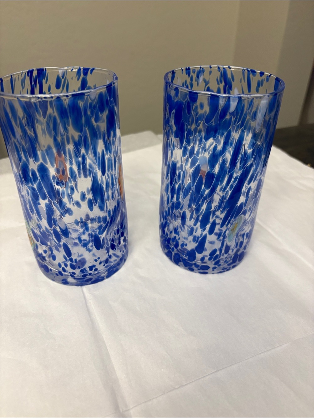 Murano Confetti Indented Drinking Glasses Made In Italy Handmade Glasses - Picture 2 of 7